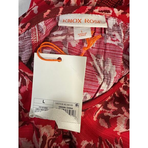 NWT Knox Rose Red Floral Boho Maxi Dress Long Sleeve Rayon Size Large Resort - Picture 10 of 11